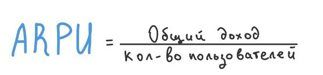 Формула ARPU = Общий доход/Количество пользователей