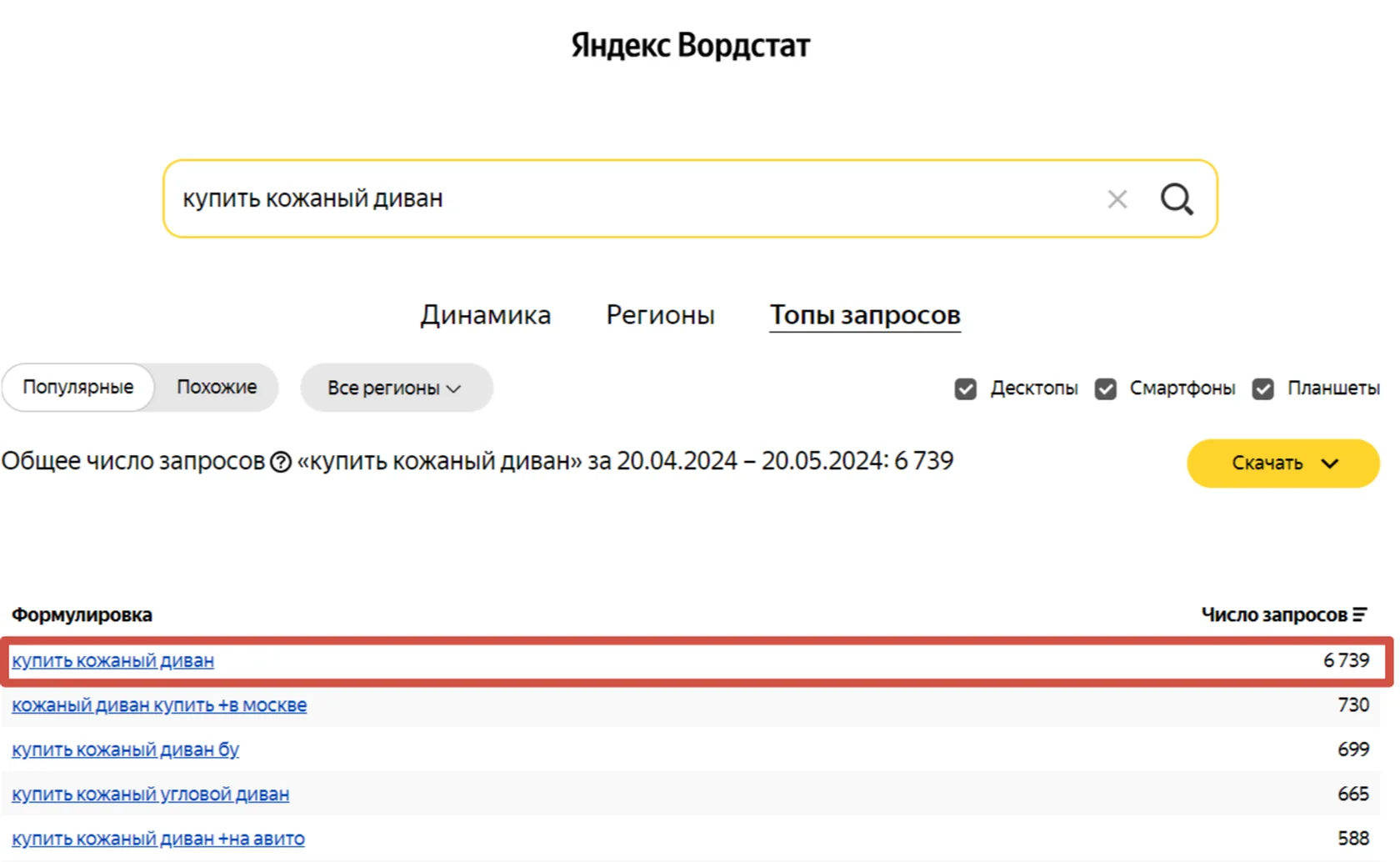 Как смотреть количество запросов в сервисе Яндекс.Wordstat - блог ANDATA