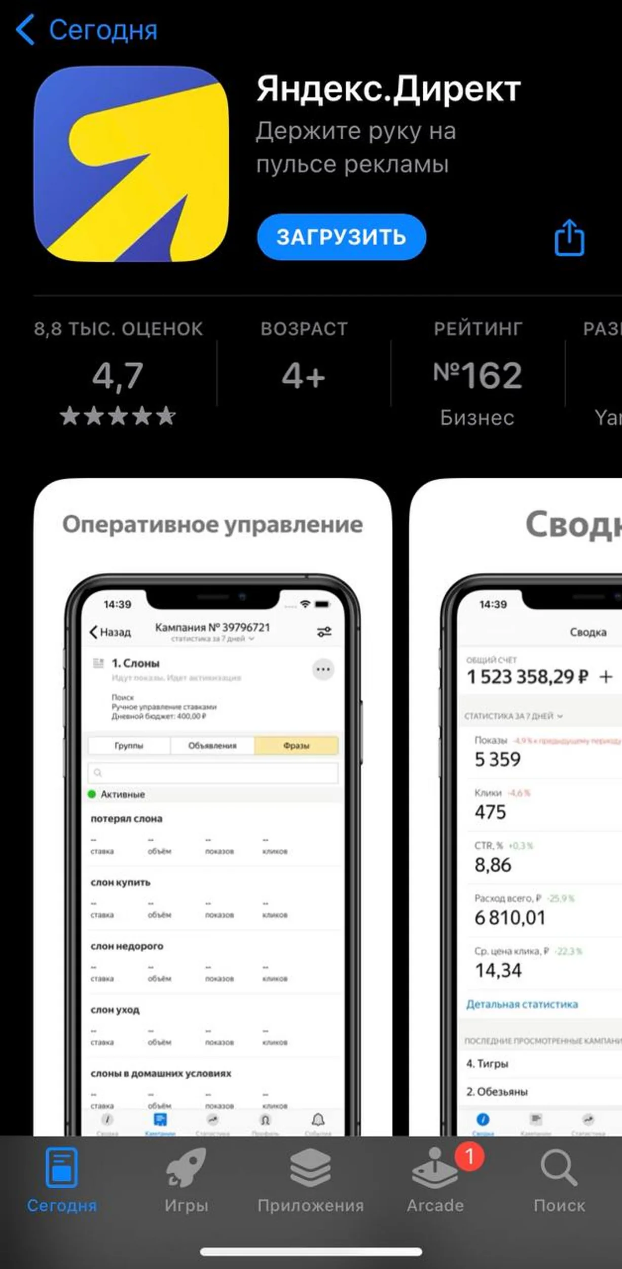 Иллюстрация 10 к разделу «Мобильный доступ к Яндекс Директу»